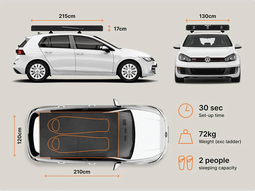 TentBox Cargo 2.0 – Tente de toit rigide 2 personnes - Vert