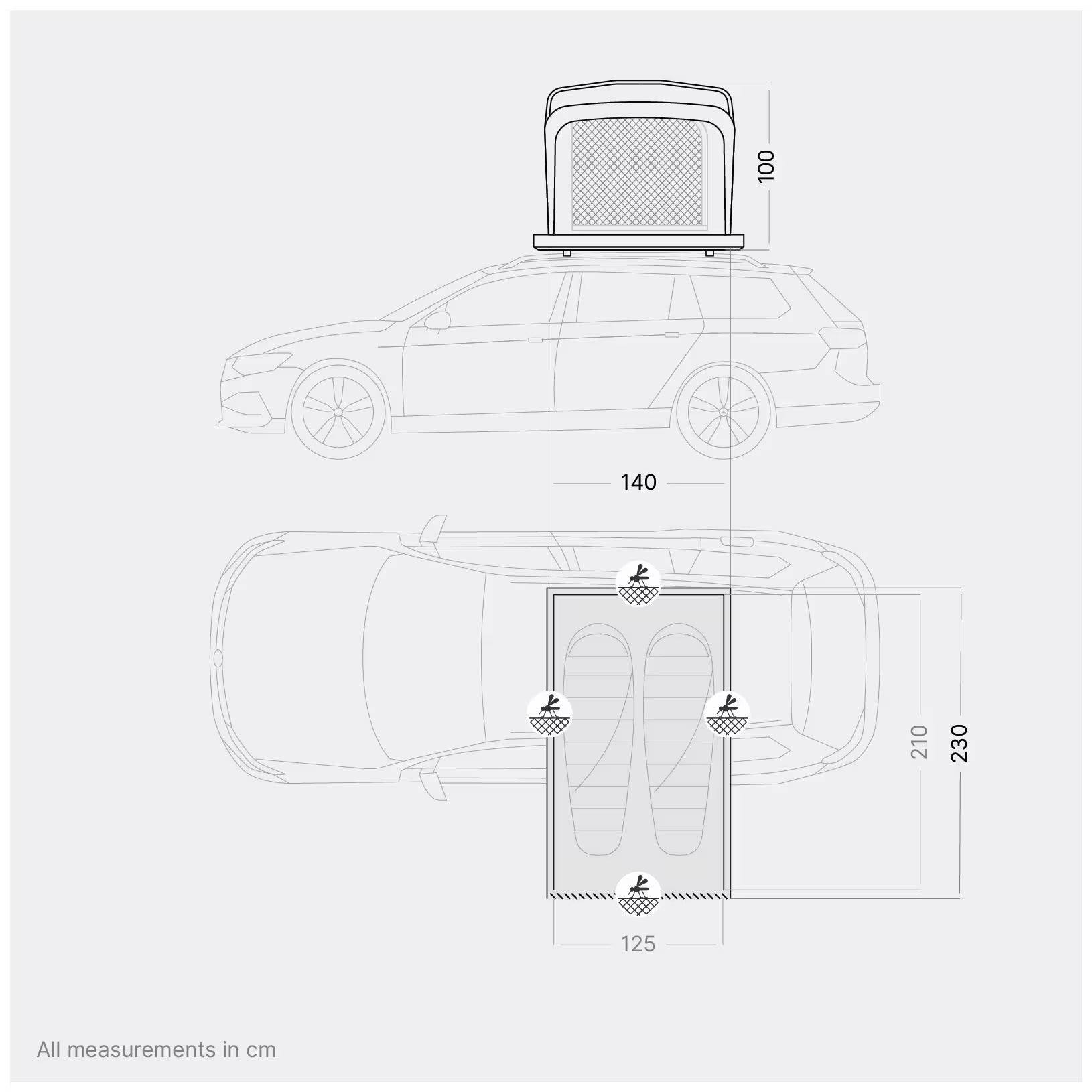 QEEDO – Freedom Hybrid 2 (tente de toit rigide pliable, 2 places)